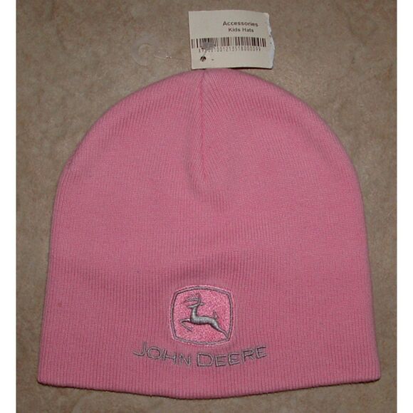 NEW Girls One Size Fits Most Embroidered JOHN DEERE Stretchy Sweater Beanie Cap - Picture 1 of 2